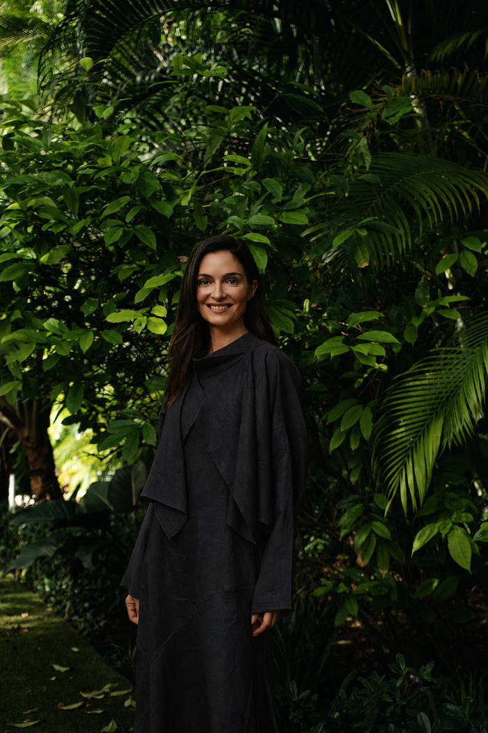 Linen Asymmetrical Bolero - Black