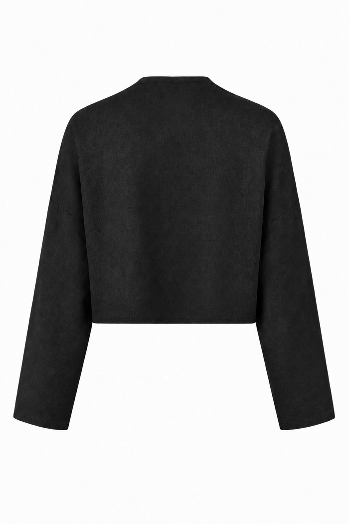 Linen Asymmetrical Bolero - Black