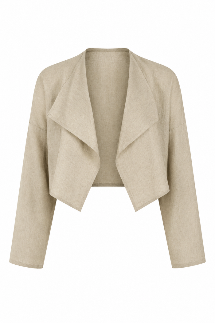 Linen Asymmetrical Bolero - Fawn