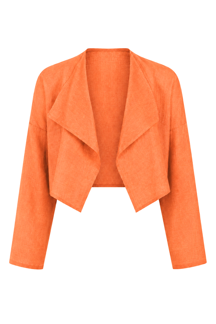 Linen Asymmetrical Bolero - Orange