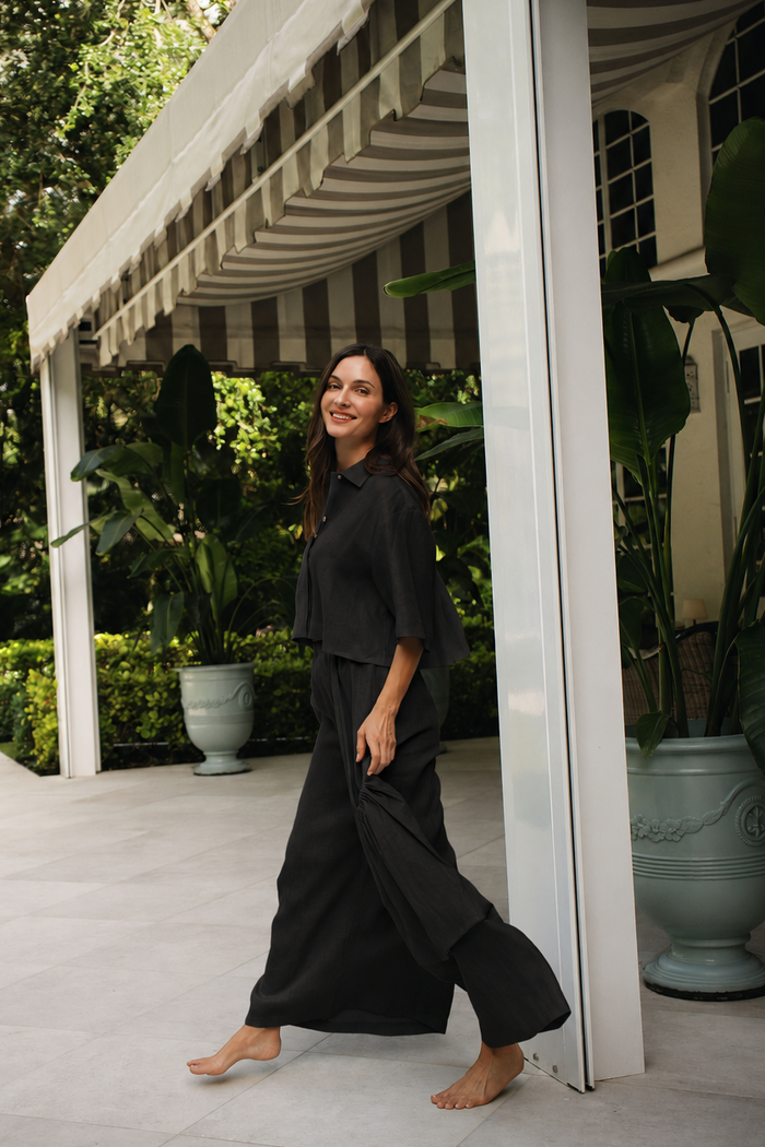 Linen Easy Top - Black