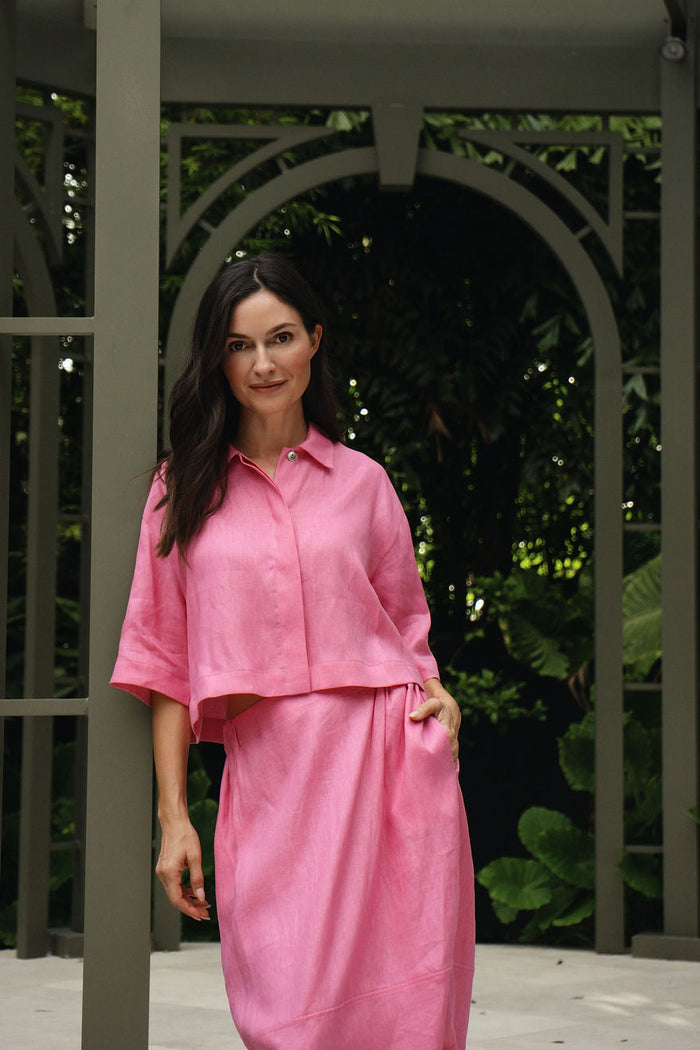 Linen Easy Top - Fuchsia