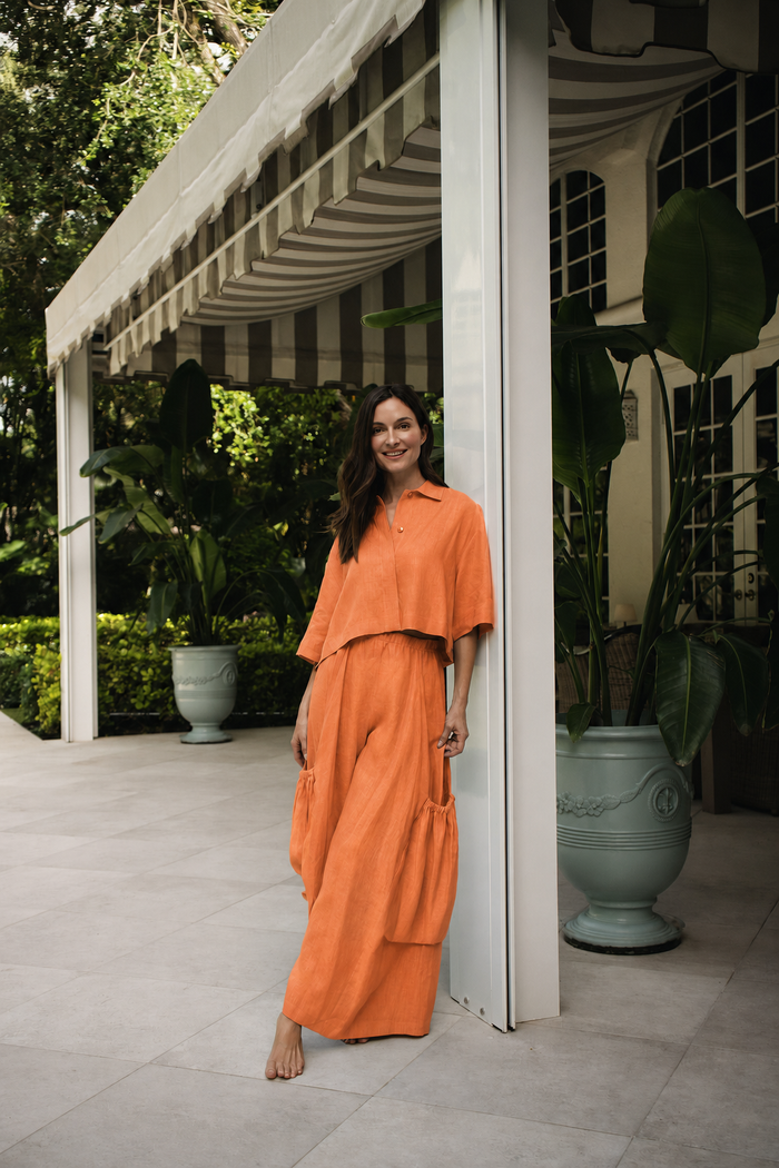 Linen Easy Top - Orange