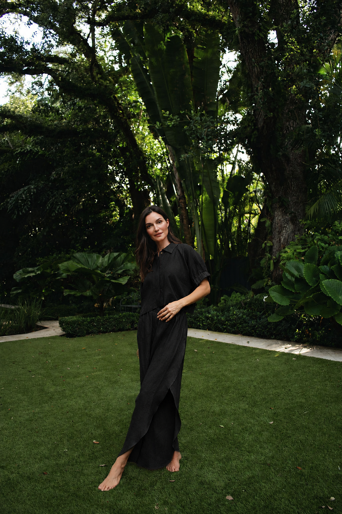 Linen Everyday Crop - Black