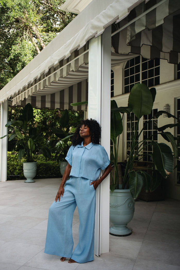 Linen Everyday Crop - Chambray