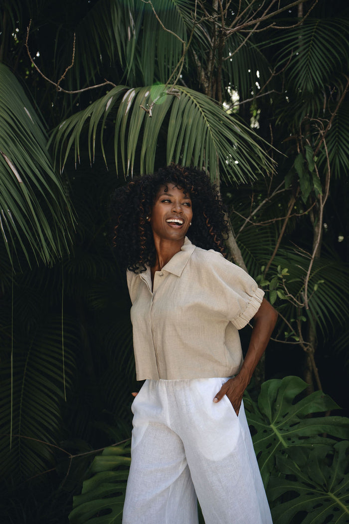 Linen Everyday Crop - Fawn