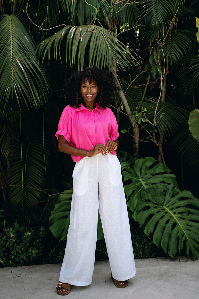 Linen Everyday Crop - Fuchsia