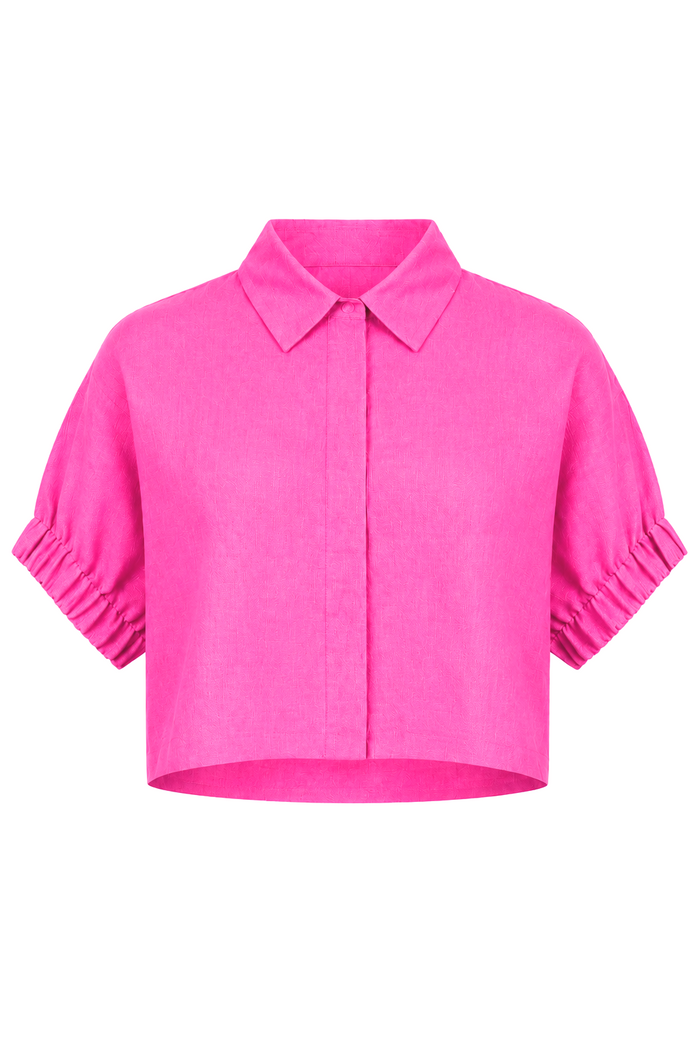 Linen Everyday Crop - Fuchsia