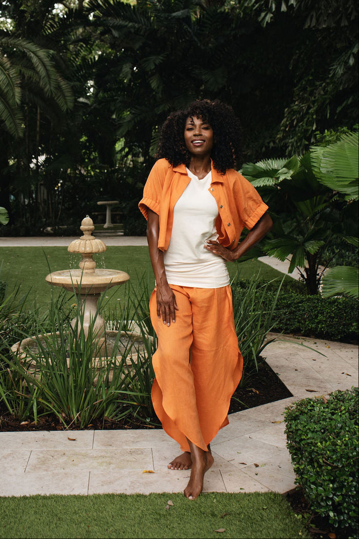 Linen Everyday Crop - Orange