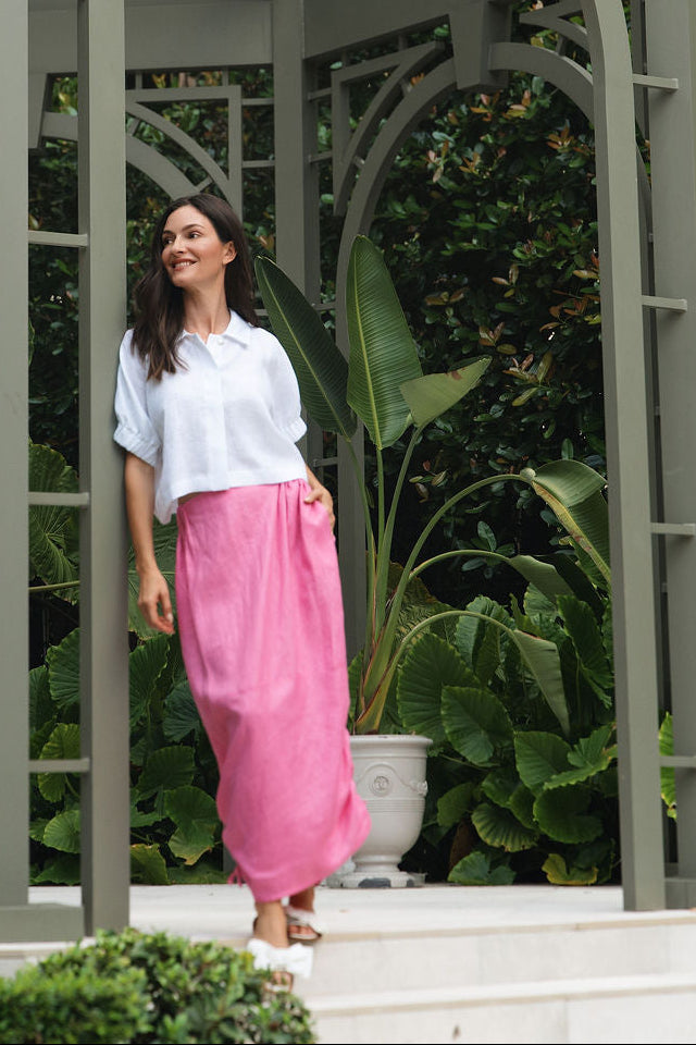 Linen Everyday Crop - White