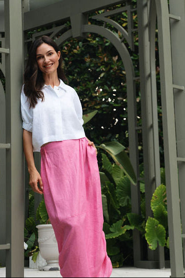 Linen Everyday Crop - White