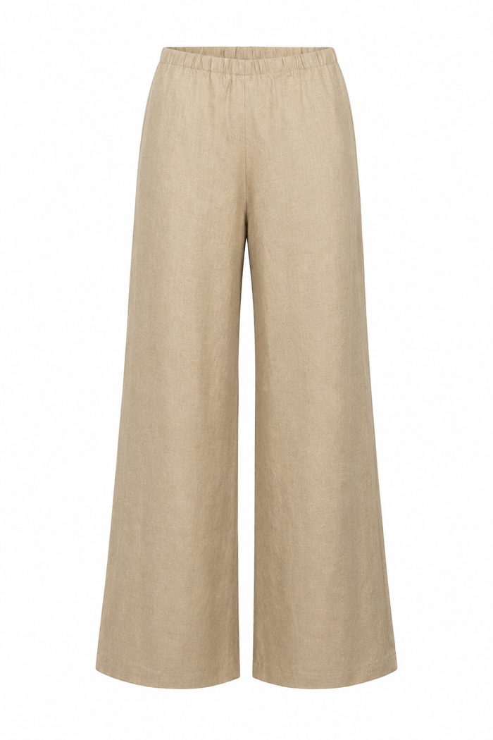 Linen Wide Leg Pants - Fawn