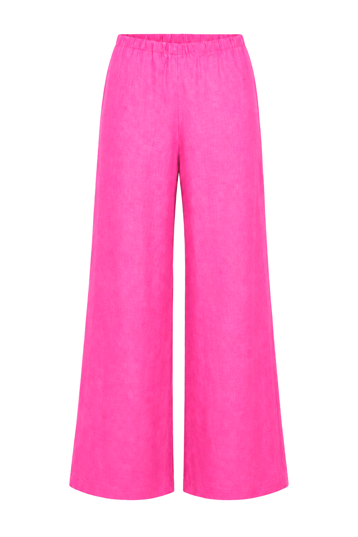 Linen Wide Leg Pants - Fuchsia