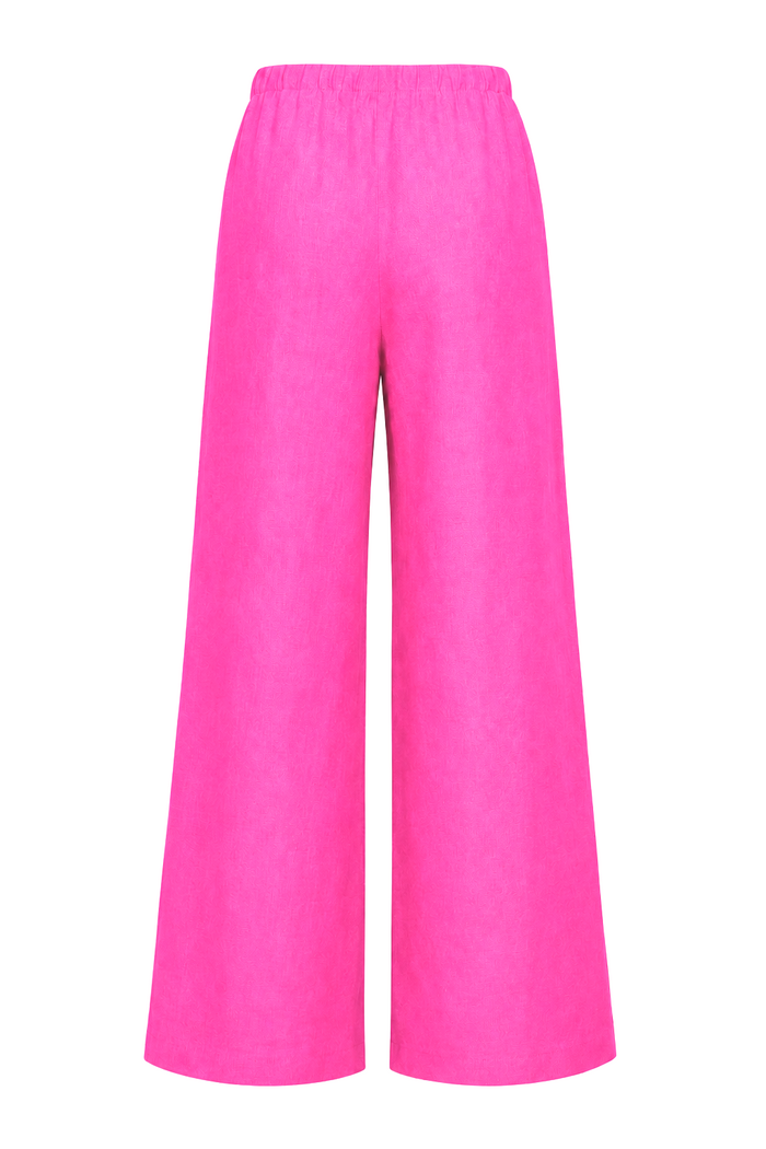 Linen Wide Leg Pants - Fuchsia