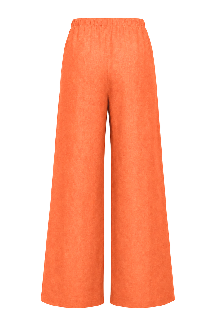 Linen Wide Leg Pants - Orange
