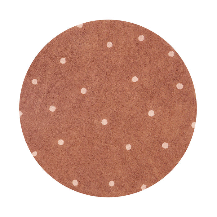 Lorena Canals - Round Dot Teppich | chestnut/rose