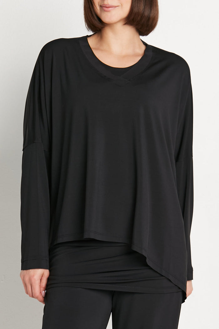 Matte Jersey Double Angle V-Tee - Black