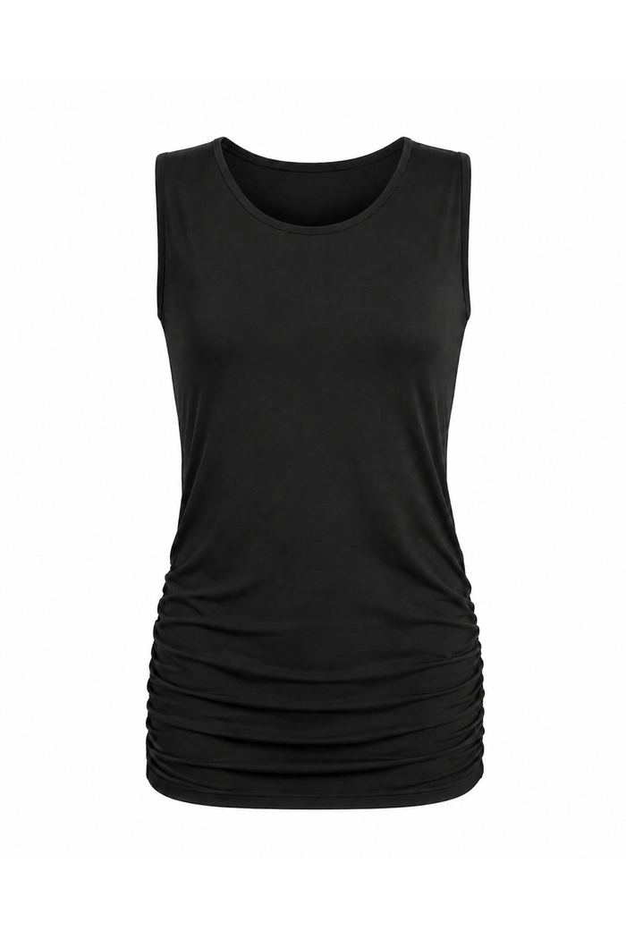 Matte Jersey Ruched Tank - Black