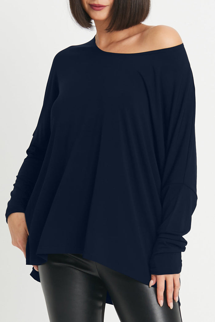 Matte Jersey Scoop Neck Tee - Midnight
