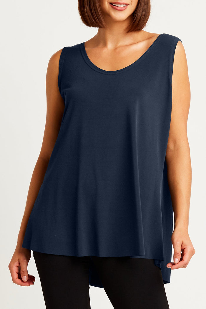 Matte Jersey Shirttail Tank - Midnight