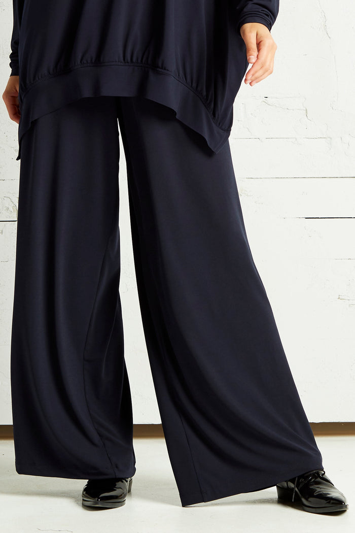 Matte Jersey Wide Leg Pants - Midnight