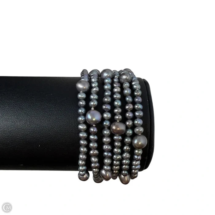Multistrand Grey Freshwater Pearl Bracelet With Sterling Silver Clasp