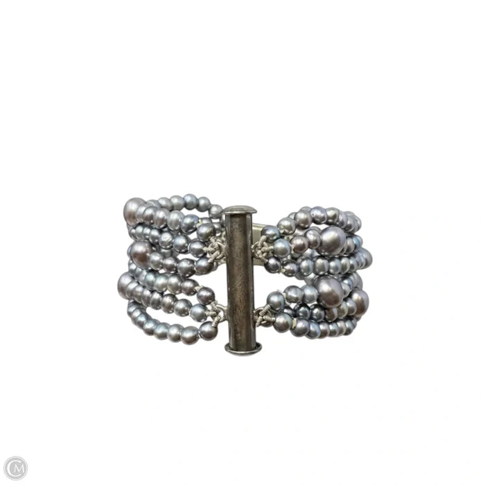 Multistrand Grey Freshwater Pearl Bracelet With Sterling Silver Clasp
