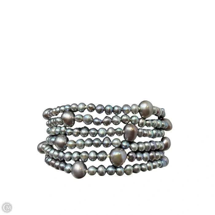 Multistrand Grey Freshwater Pearl Bracelet With Sterling Silver Clasp