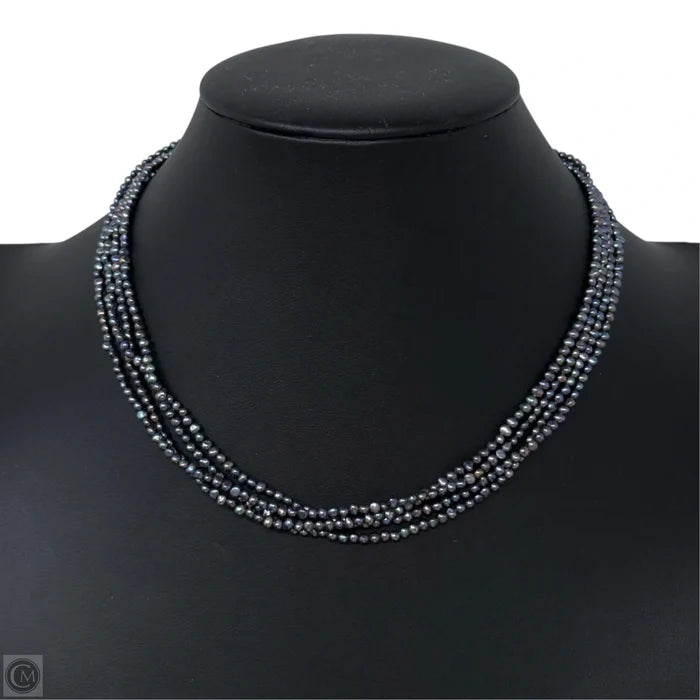 Multistrand Grey Pearl Necklace With Sterling Silver Clasp