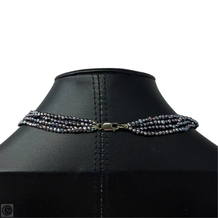 Multistrand Grey Pearl Necklace With Sterling Silver Clasp