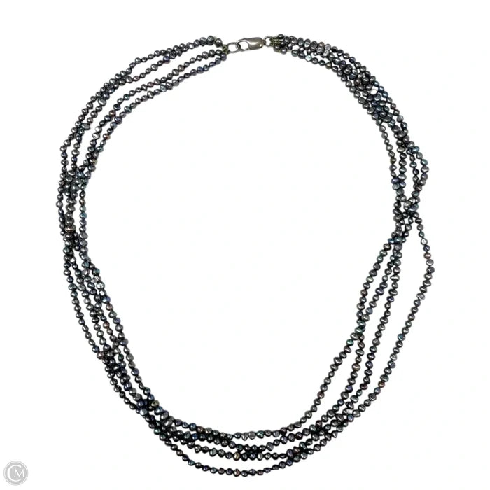 Multistrand Grey Pearl Necklace With Sterling Silver Clasp