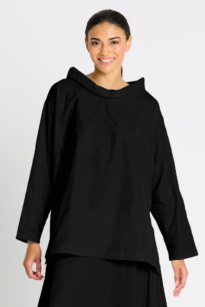 Nylon Raglan Top - Black