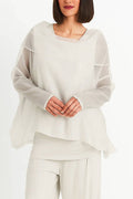 Organza Cowl Neck Top - Stone