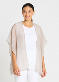 Organza Shawl Collar Drawstring Jacket - Putty