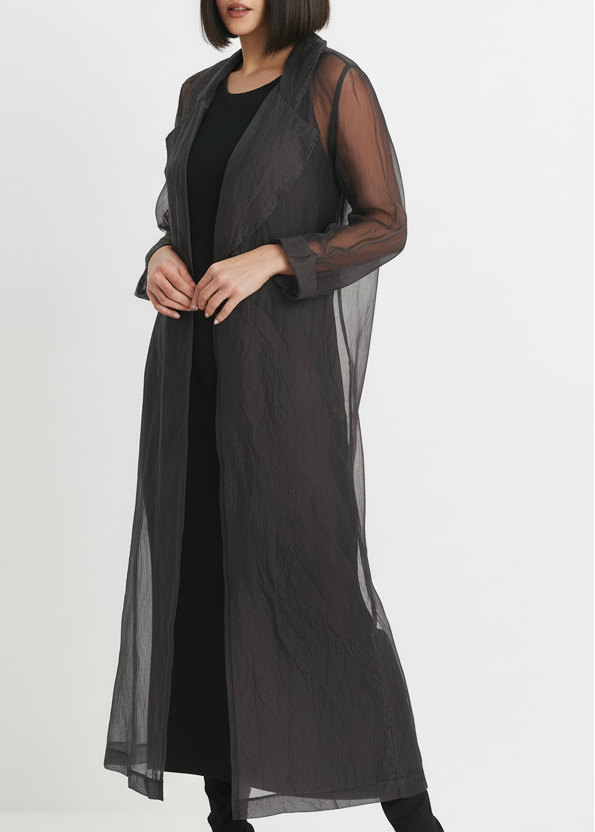 Organza Trench Coat - Obsidian