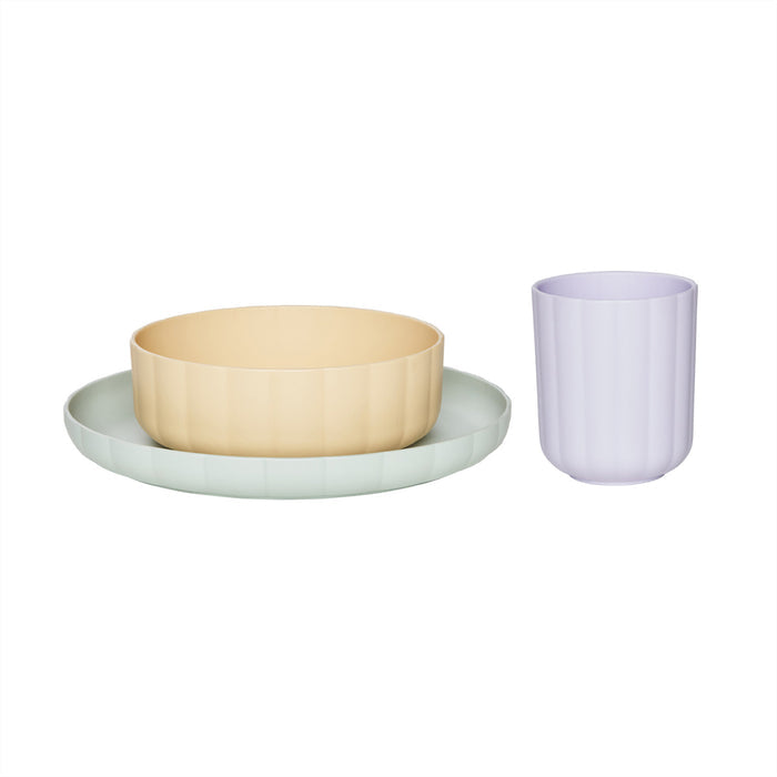 OYOY Mini - Pullo Kindergeschirr-Set | pale mint/vanilla/lavender