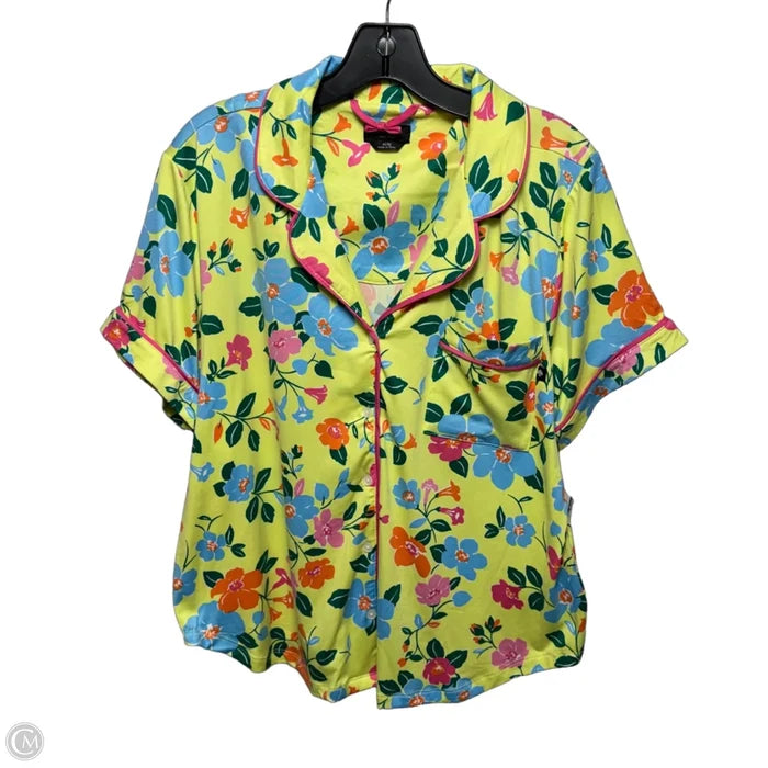 Pajama Top Short Sleeve Designer By Kate Spade In Floral Print, Size: Xl