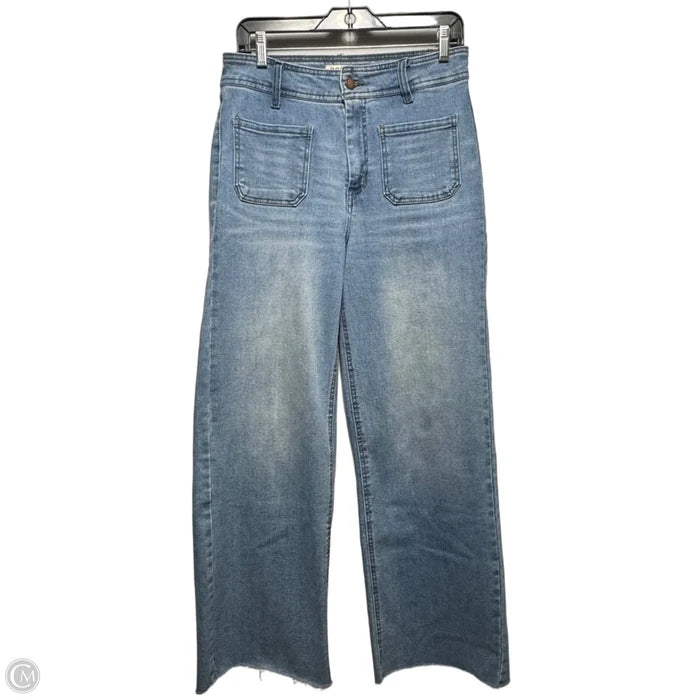Patch Pocket Wide Leg Jeans By Oat In Blue Denim, Size: 8
