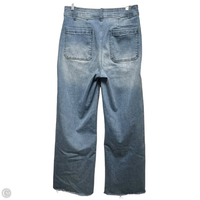 Patch Pocket Wide Leg Jeans By Oat In Blue Denim, Size: 8