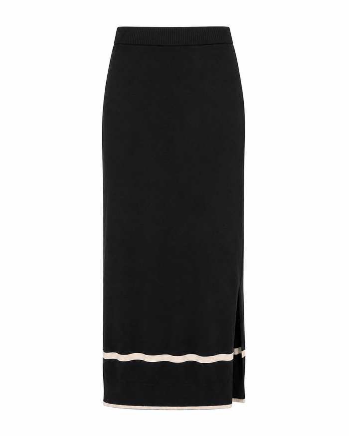 Pima Cotton Borderline Skirt - Black/Vanilla