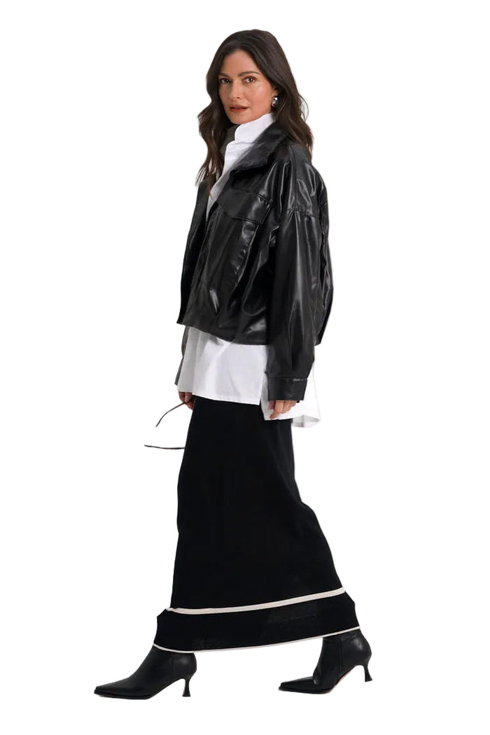 Pima Cotton Borderline Skirt - Black/Vanilla