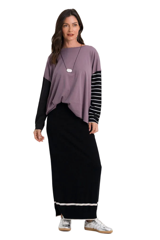 Pima Cotton Borderline Skirt - Black/Vanilla