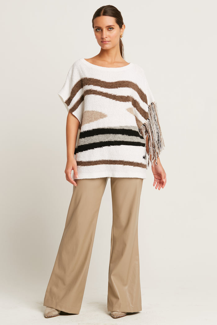 Pima Cotton Bouclé Southwest Crewneck Sweater