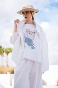 Pima Cotton "Bubbles" Luxury Boxy Tee - White