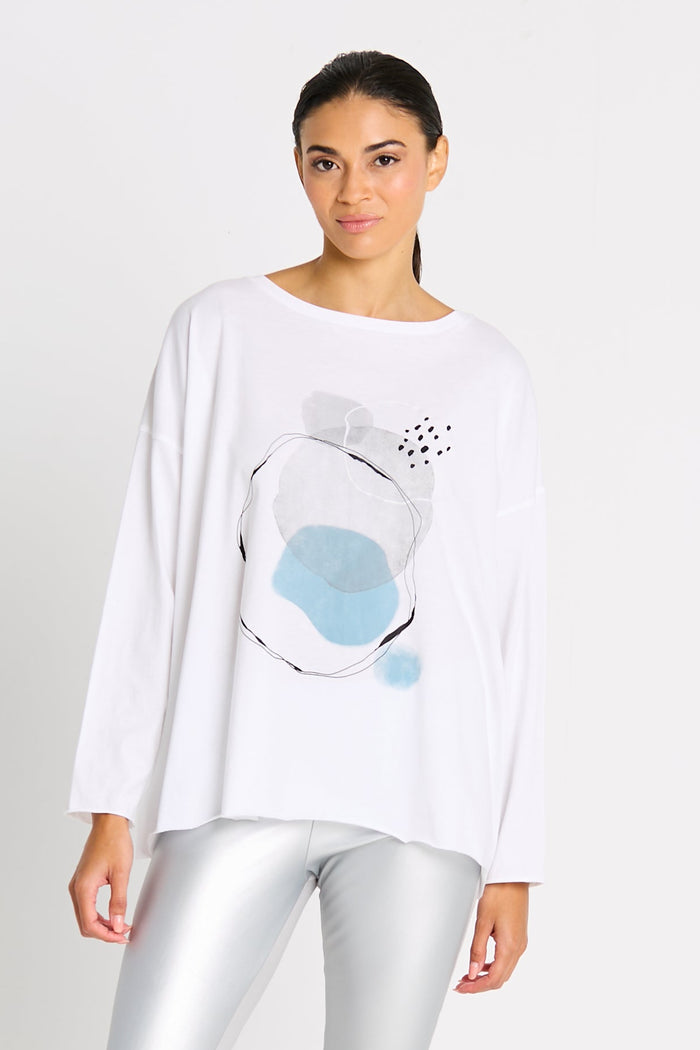 Pima Cotton "Bubbles" Luxury Boxy Tee - White