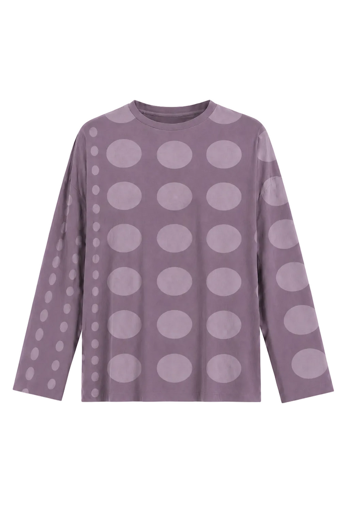 Pima Cotton Circles Luxury Boxy Tee - Amethyst