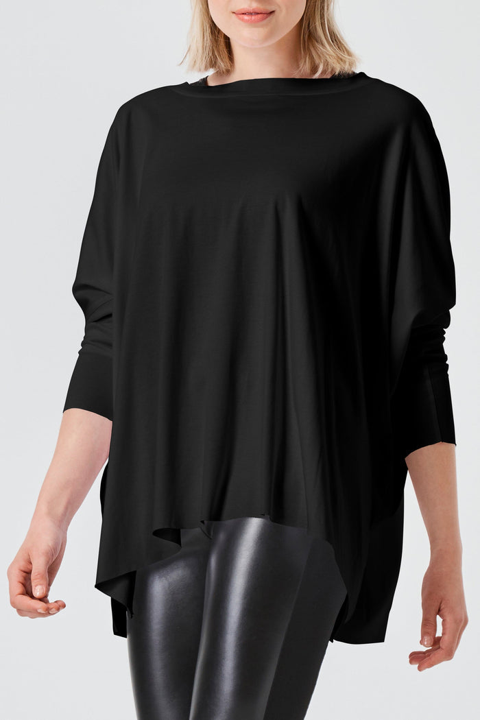 Pima Cotton Crew Swing Tee - Black