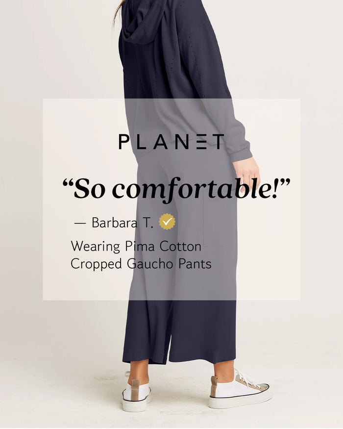 Pima Cotton Cropped Gaucho Pants - Midnight