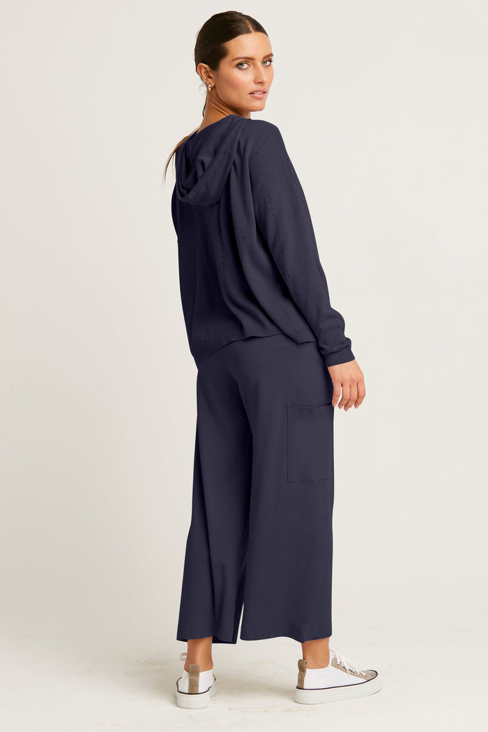Pima Cotton Cropped Gaucho Pants - Midnight