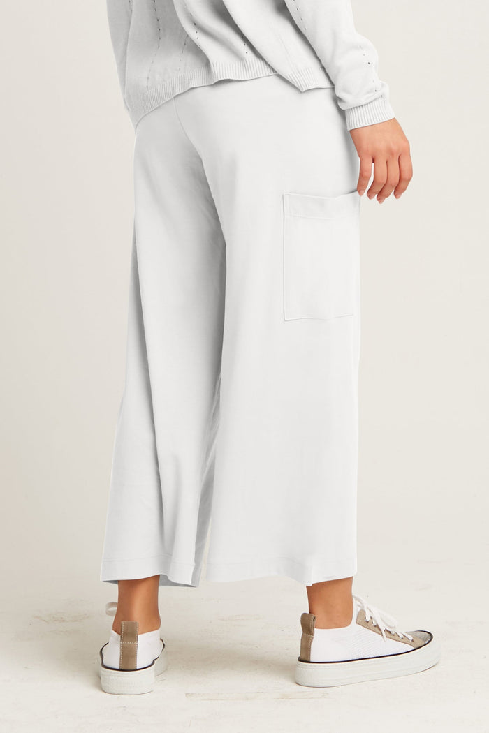 Pima Cotton Cropped Gaucho Pants - White